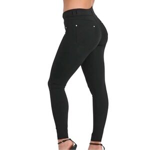 Freddy N.O.W. Womens Black Skinny Pants Jersey Effect Denim Small 4